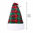 thumbnail image 3 of Lumtrix Christmas Plaid Santa Hat Xmas Men Women Plush White Snowflake Print Hat For Christmas New Year Holiday Party Green One Size, 3 of 5