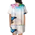 thumbnail image 3 of Bingfone Butterfly In Blossoms Zen Print Pajamas Sets for Women Soft Short-Sleeved Pjs with Lounge Shorts Two Piece Sleepwear, 3 of 8