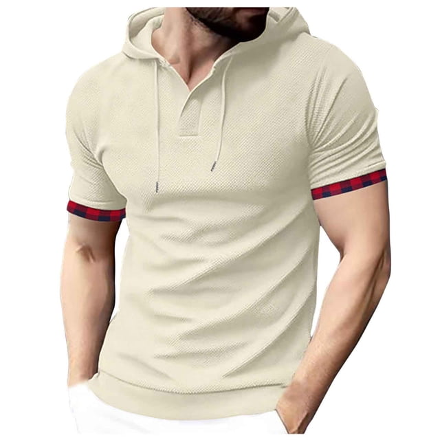 Birdeem Chemise pour Hommes, Manches Courtes, à Capuche, Décontractée, Sportive