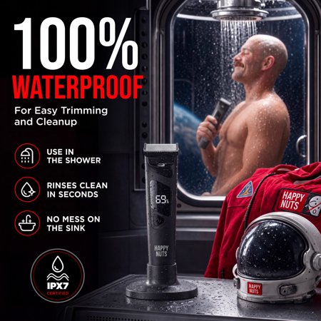 Happy Nuts The Ballber Pro, Groin & Body Hair Trimmer, Waterproof Rechargeable Electric Shaver for Men