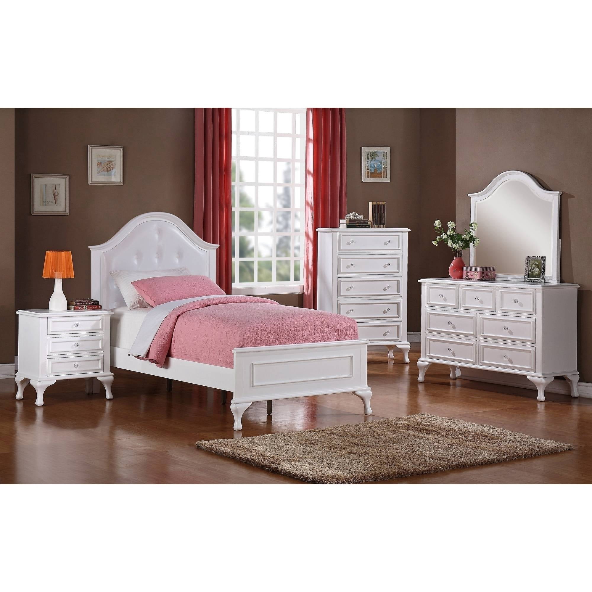 Picket House Furnishings Jenna Full Panel 4 Piece Wood Bedroom Set, White