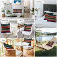 thumbnail image 6 of Mexican Colorful Outdoor Pillow Covers Set of 2 Striped Modern Horizontal Stripes Waterproof Throw Pillow Case Decorative Square Cushion Cover for Patio Couch Garden Balcony, 26"x26", 6 of 9