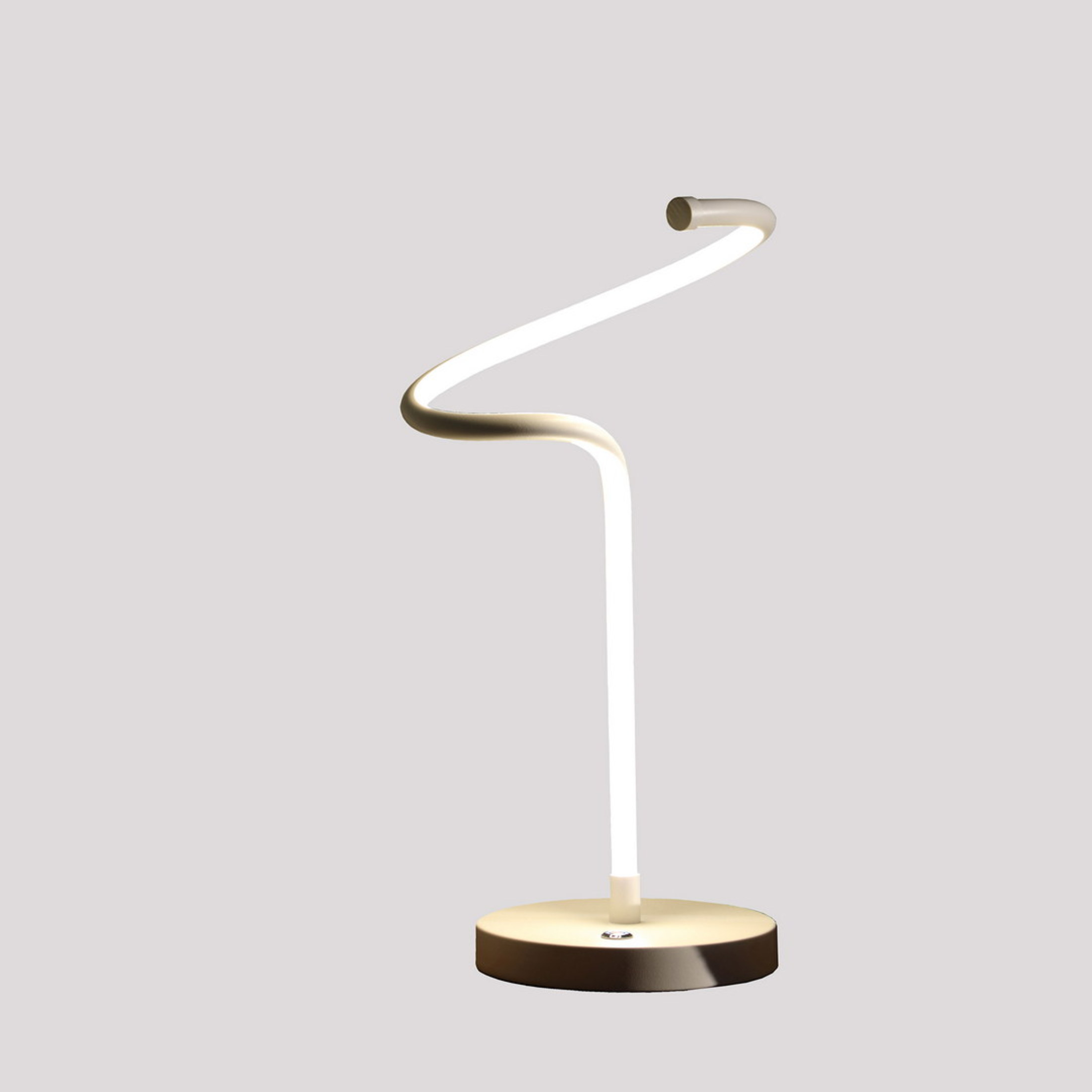 Noble House 19" LED Spiral Table Lamp, S-Curve Spiral Tube, Dimmable Button, Space Saving Design, Matte White