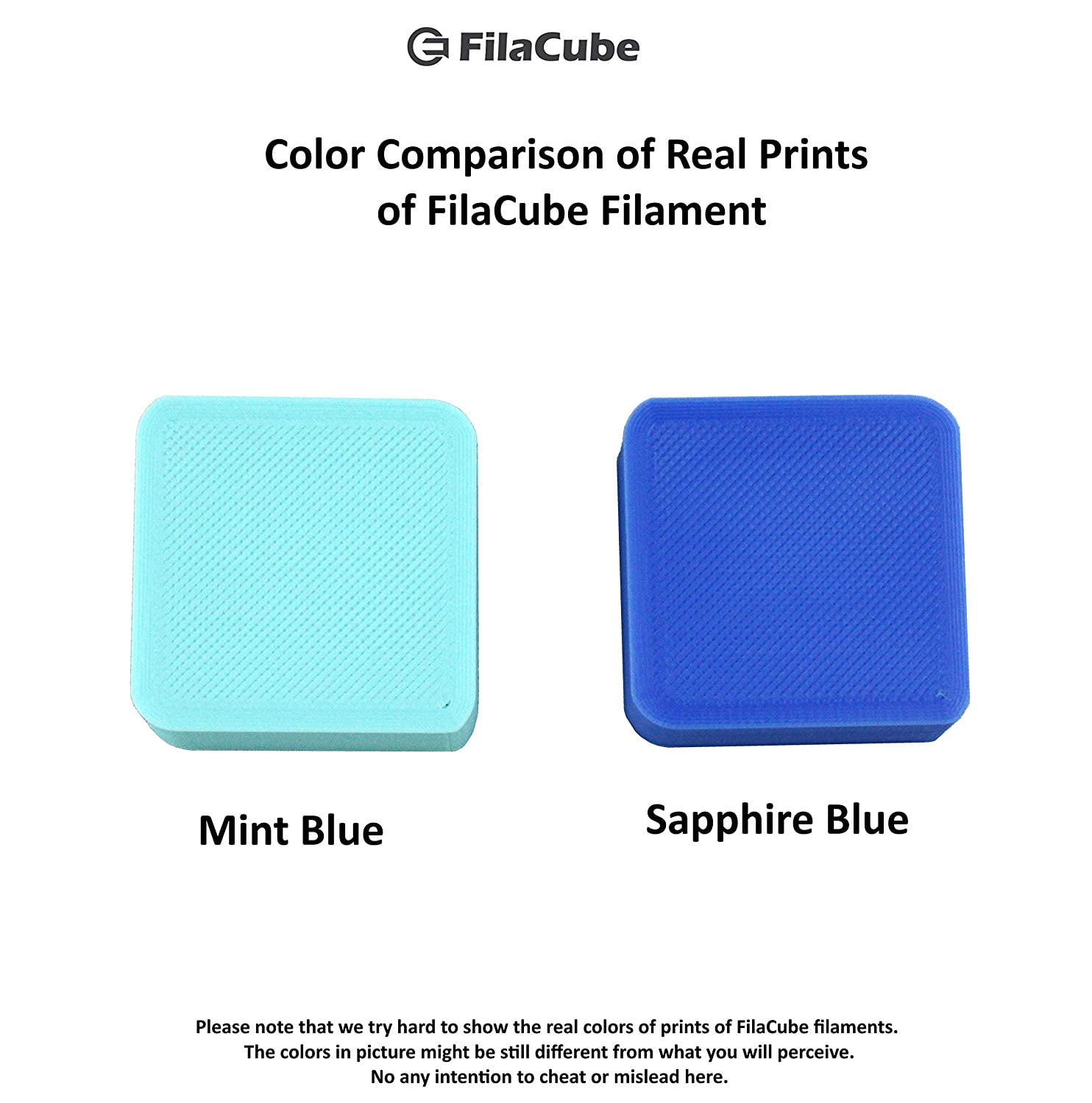 Mint Blue (combination of green, blue and a hint of white, light blue) 1.75mm 1kg FilaCube PLA 2 (PLA 2nd Generation) 3D FDM/FFF Printer Filaments [Made in USA]