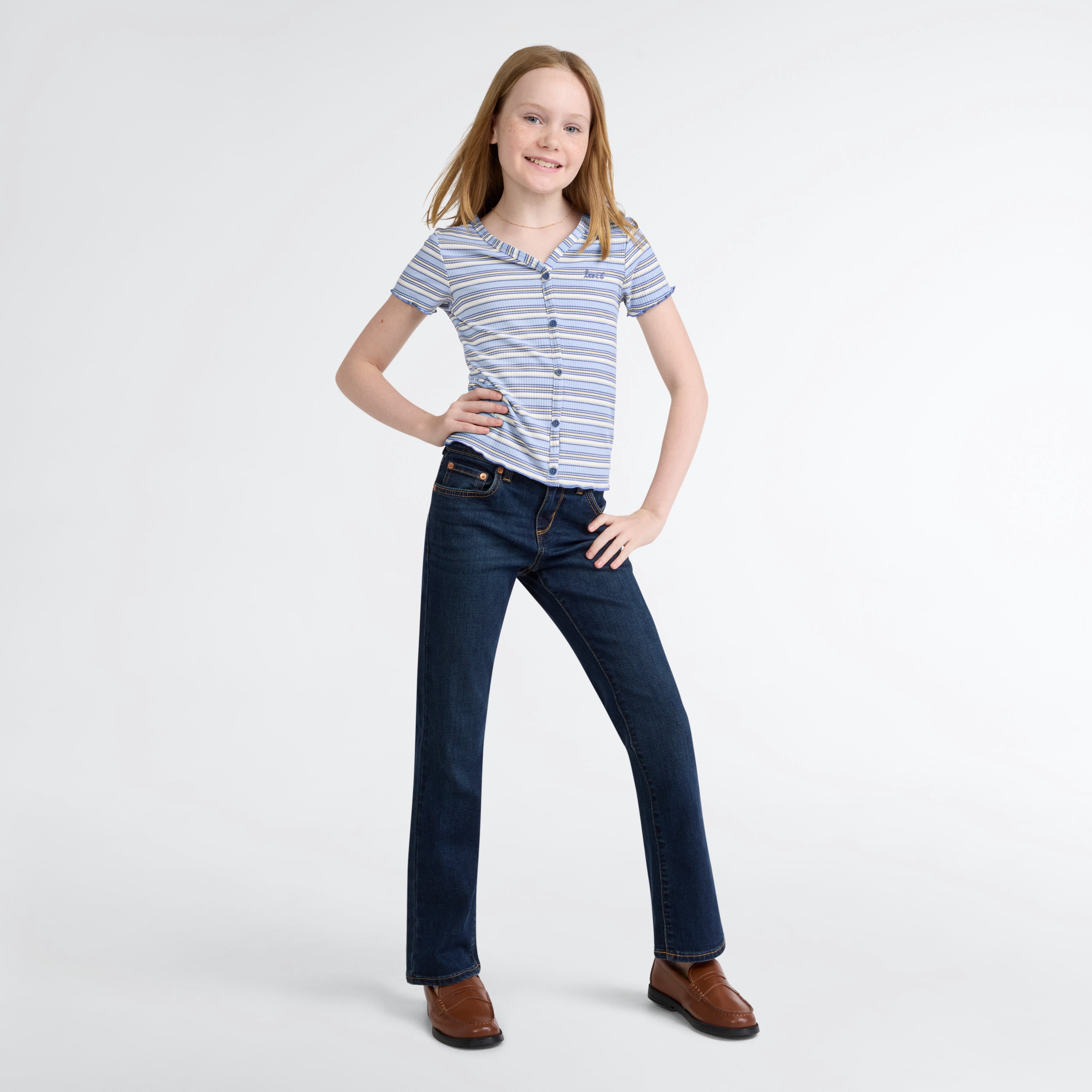 Levi Girls Short Sleeve Stripped Top, Sizes 4-16