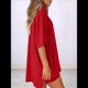 thumbnail image 5 of Traje Casual de Dos Piezas para Mujer, Camisa Holgada de Verano, Pantalones Cortos de Ciclismo, Ropa de Viaje para el Aeropuerto. Rojo L, 5 of 8