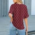 thumbnail image 5 of Women's Oversized Short Sleeve Tops Chest Pocket Polka Dots/Striped Graphic Print Crew Neck Casual T-shirts (2XL, Wine), 5 of 7