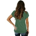 thumbnail image 3 of Olyvenn Summer Tops Women Fashion Criss Cross Strappy V Neck Shirts New Petal Sleeve Dressy Blouses Solid Daily Tees Green XXL, 3 of 8
