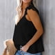 thumbnail image 5 of Camisetas sin mangas con empalme de encaje con volantes camisetas sin mangas con cuello en V informales elegantes de color puro suaves para actividades al aire libre, 5 of 6