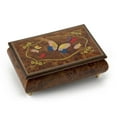 thumbnail image 1 of Gorgeous 30 Note Graceful Butterfly with Ribbon Outline Wood Inlay Music Box - Speak Softly Love (theme from Godfather), 1 of 2