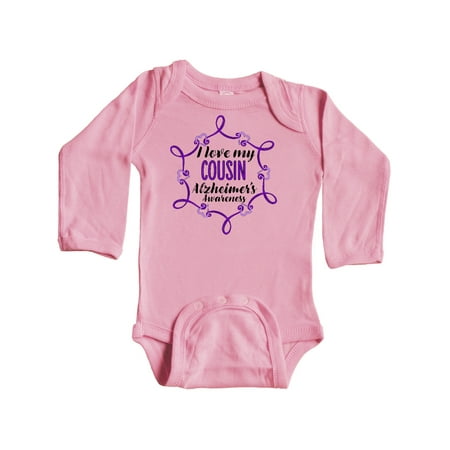 

Inktastic I Love My Cousin Alzheimer s Awareness with Purple Hearts Gift Baby Boy or Baby Girl Long Sleeve Bodysuit