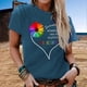 thumbnail image 3 of Women's Love Printed T-shirt All-match Round Neck Short Sleeve Top for Summer, 3 of 4