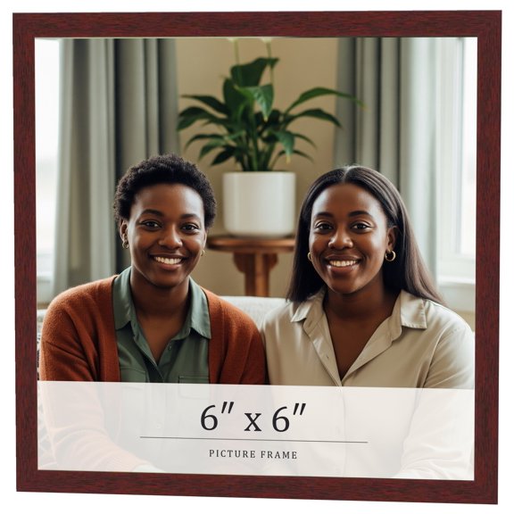 6x6 Frame Brown Solid Wood Picture Frame Width 0.75 Inches | Interior Frame Depth 0.5 Inches | Dark