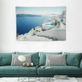 thumbnail image 2 of Creowell  Santorini Island Tapestry Greece Landscape Tapestry Greek Travel White Architecture Sea View Tapestry Wall Art for Bedroom Living Room Dorm Office Home Decor,60x40 Inch 60x40in, 2 of 7