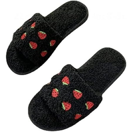 

shuwee Fuzzy Slippers Women Strawberry Slippers Kawaii Slippers Fluffy House Slippers Cute Slippers for Women