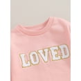thumbnail image 6 of Toddler Girl Sweatshirts Fuzzy Letter Embroidery Long Sleeve Round Neck Pullovers Thermal Tops, 6 of 10