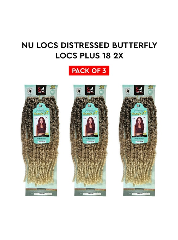 Bobbi Boss Nu Locs 2x Butterfly Locs Plus 18” ( 1 Jet Black ) 3 Pack