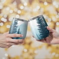 thumbnail image 2 of 12oz Stemless Wine Tumblers Forest with Mountains Vacuum Insulated Stainless Steel Travel Tumbler Cups Mug with Lid and Straw for Champaign,Cocktail,Beer with Cleaning Brush, 2 of 5