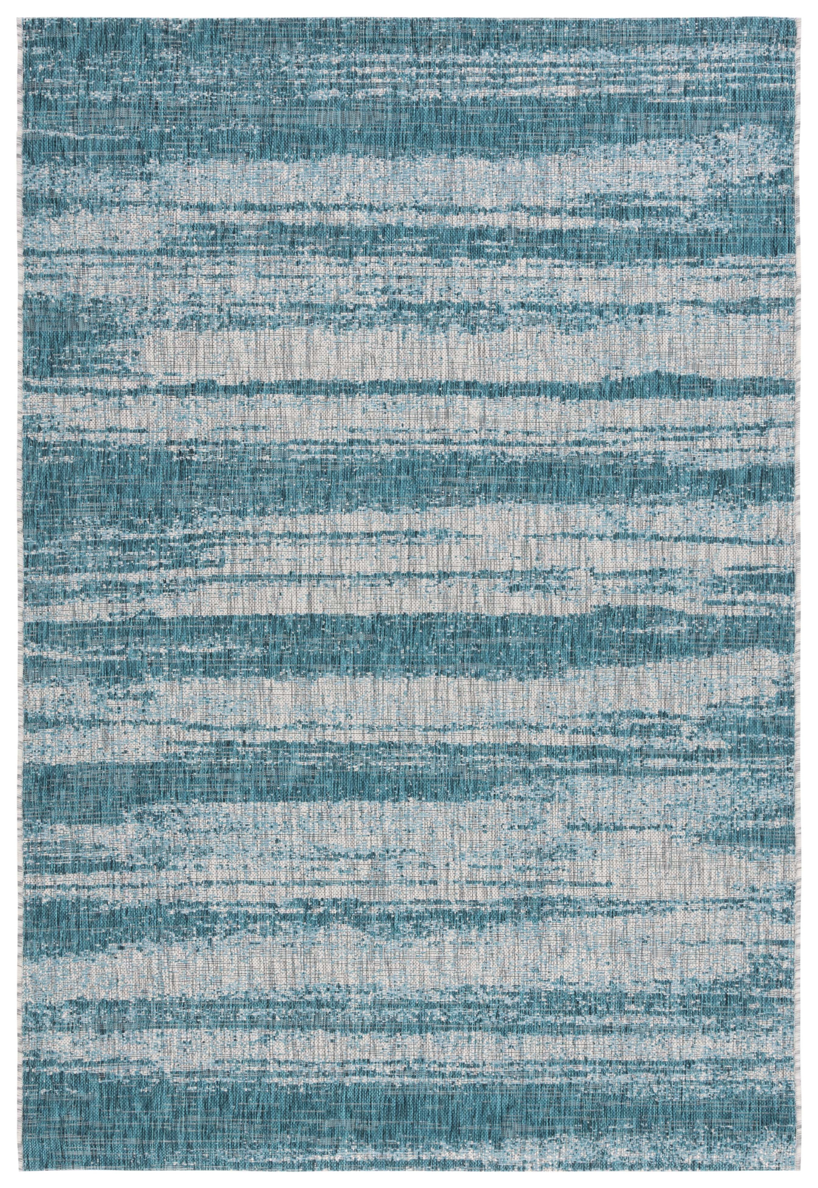 Safavieh Courtyard Jannah Abstract Indoor/Outdoor Area Rug, Gray/Teal, 5'3" x 7'7"