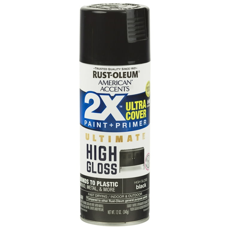 Black, Rust-Oleum American Accents 2x Ultra Cover Flat Spray Paint- 12 oz