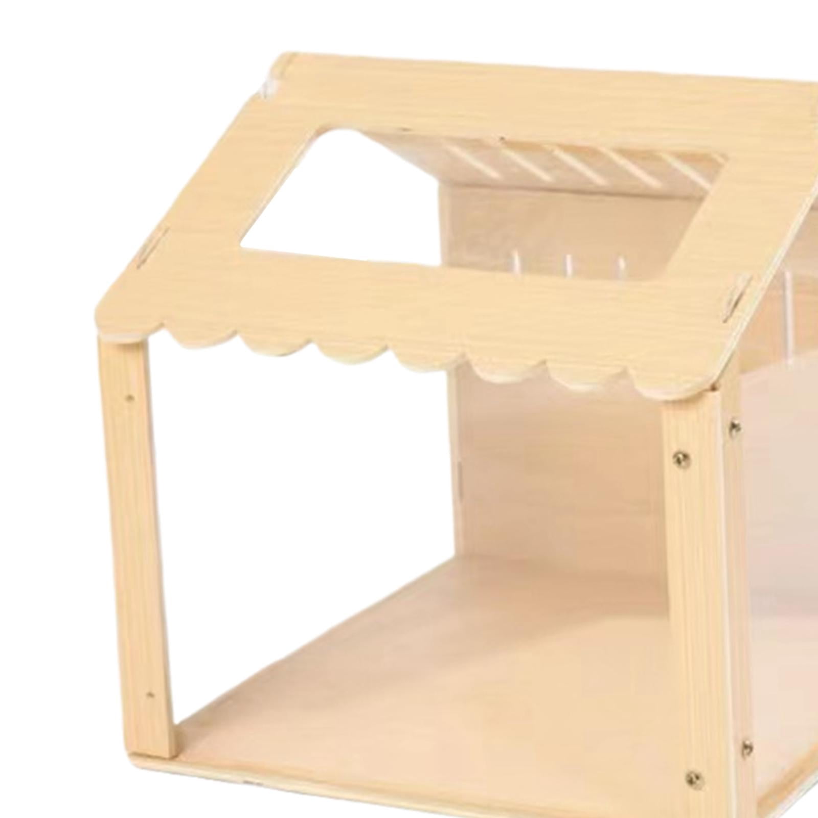 Tooyful Hamster Habitat Nesting Habitat Exercise Toy Durable Activity Platform Tunnel Exploring Toys Wood Playground for Hedgehog Guinea Pig 40x29x32CM