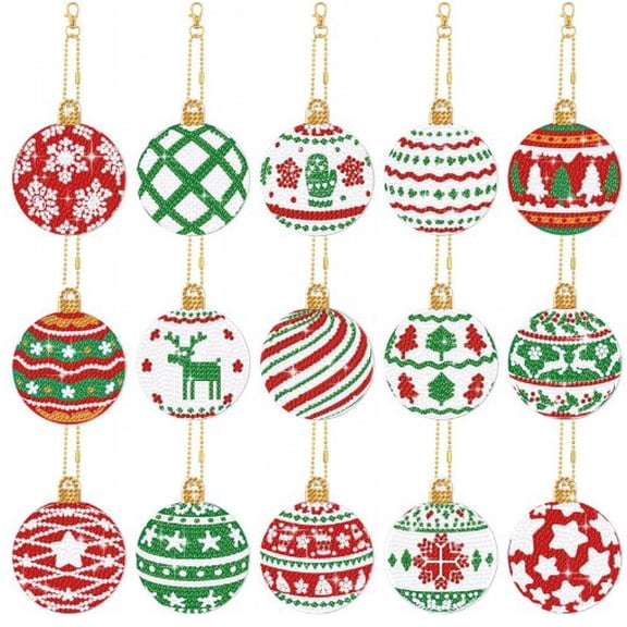 BERTDOMD 1 Set Christmas Art Ornaments Art Keychain Kit Dotting Kit Dotting Keychain Decorations