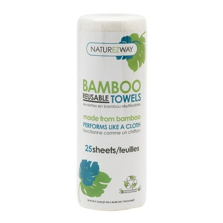 NatureZWay Bamboo Perforated Reusable Towel, White, 1 Roll - Eco-Friendly, Washable, Sustainable Paper Towel Alternative