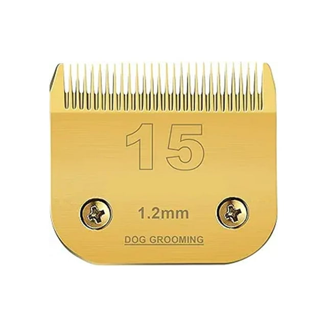 #15 Clipper Blade Dog Grooming Compatible with Andis Clippers Carbon Infused Steel Detachable Ceramic Sharp Edge Also Compatible with Wahl Compatible with Oster Dog Clippers 3/64"1.2mm Cut Length,Gold