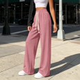 thumbnail image 4 of Women Clothing Cargo Pants Fashion Women Casual High Waist Loose Straight Solid Pants Suit Wide Leg Pants Pink Free Size, 4 of 6