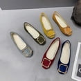 thumbnail image 5 of Xfvqtps Womens Metal Buckle Flats Soft Fabric Quilted Insole Comfortable Casual Flat Shoes for Work in Multiple Colors Brown, 5 of 5