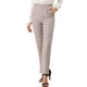 thumbnail image 1 of INSPIRE CHIC Pantalones a cuadros casuales para mujer, bolsillos, pierna recta, trabajo, oficina, pantalones Camello S, 1 of 6