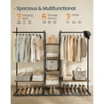 thumbnail image 4 of SONGMICS HOME Clothes Rack, Open Wardrobe, Freestanding Closet, Heavy-Duty Garment Rack, 6 Storage Shelves, 2 Hanging Rails, Matchstick-Shaped Hooks, Natural Walnut and Ink Black, 4 of 6