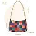 thumbnail image 3 of FORMRS Womens Shoulder Bag with Chain Strap Clutch Purse Cute Tote Handbag, Red and Purple Plaid Pattern, 3 of 7