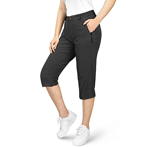 Womens-Hiking-Golf-Capri-Pants UPF 50 Sun Protection Lightweight Quick Dry Running Drawstring Capri Pants