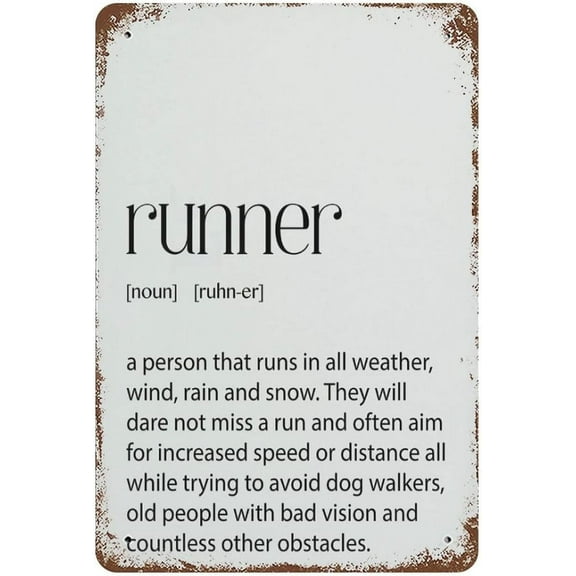Runner Definition Running Gifts for Women Funny Novelty Metal Sign Retro Wall Decor for Home Gate Garden Bars Restaurants Cafes Office Store Club Sign Gift Plaque Tin Sign,8×12 inch