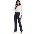 thumbnail image 6 of Women's Dress Pants Stretchy Straight Leg Yoga Work Slacks with Pockets Business Casual Pants Petite/Regular/Tall, 6 of 17