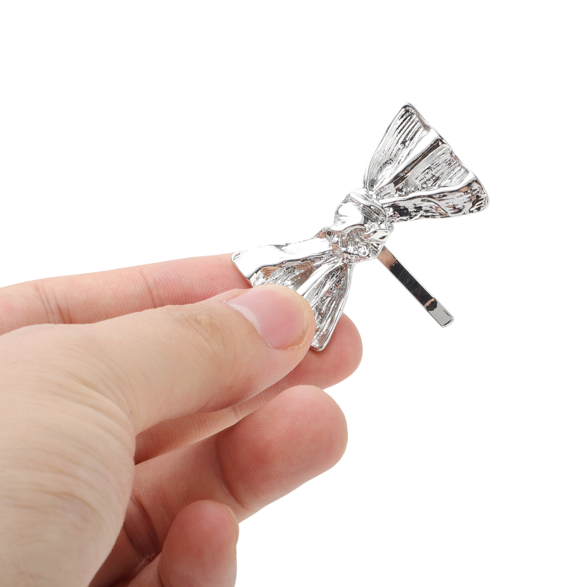 Unique Bargains Stylish Bow Ponytail Buckle Hair Clip for Women 1 Pc Silver Tone