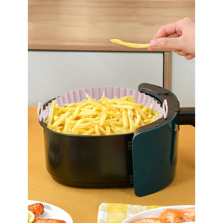 AoHao Food Grade Silicone Easy Cleaning Air Fryer Liners Reusable Air Fryer  Silicone Pot Food Safe Air Fryer Oven Accessories Replacement for Flammable  Parchment Liner Air Fryer Basket 