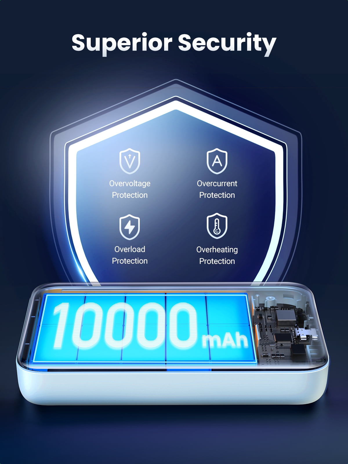 UGREEN 10000mAh Magsafe Power Bank, 20W Portable Charger Compatible for iPhone, with 1.5ft USB C Cable, Blue