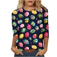thumbnail image 2 of UPPADA T-Shirts de Pâques pour Femmes Bunny Rabbit T-Shirts à Imprimé d'Oeufs Manches 3/4 Col Rond T-Shirts d'Été Décontractés Mignons T-Shirts Graphiques Chandail Confortable Haut Vert, TTG, 2 of 5