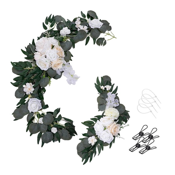 2 piezas de arco de boda, decoración floral, corona de recepción de boda, guirnalda de flores champán