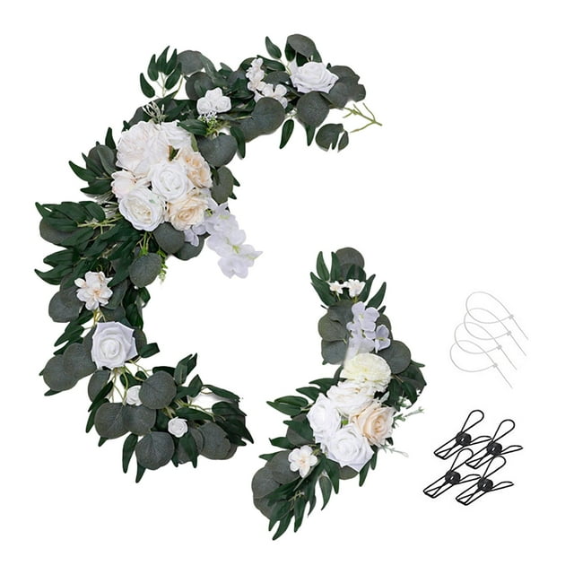 2 piezas de arco de boda, decoración floral, corona de recepción de boda, guirnalda de flores champán