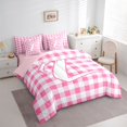 thumbnail image 2 of jejeloiu Graffiti Letter Initial L 7-Piece Twin Bedding Sets For Girls,Pink Checkered Geometric Art Bedding Comforter Set,Pink Reversible, 2 of 7