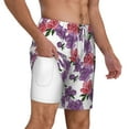 thumbnail image 3 of Picia Peonies pattern Mens Swim Trunks with Compression Liner Stretch Beach Shorts Quick Dry with Zipper Pockets No-Chafing Board Shorts-Medium, 3 of 9