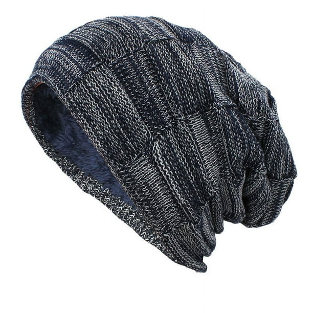 Gorros de invierno cálidos con forro polar para hombre y mujer, gorros unisex de punto con puños.