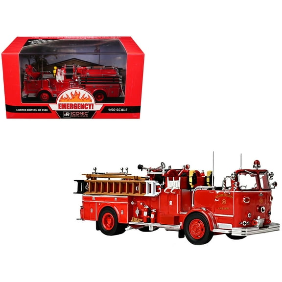1965 Crown Firecoach Fire Engine LA County FD (LACFD) "Emergency!" Series 1/50 Diecast Model