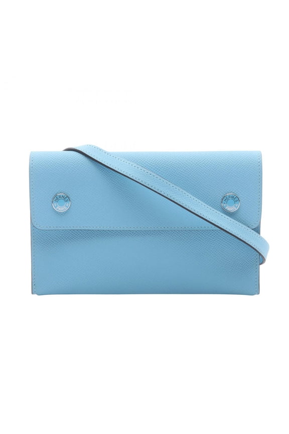 Pre-Owned Hermes Herms Nap To Go Shoulder Bag/Handbag in Leather and Epsom Leather, Blue