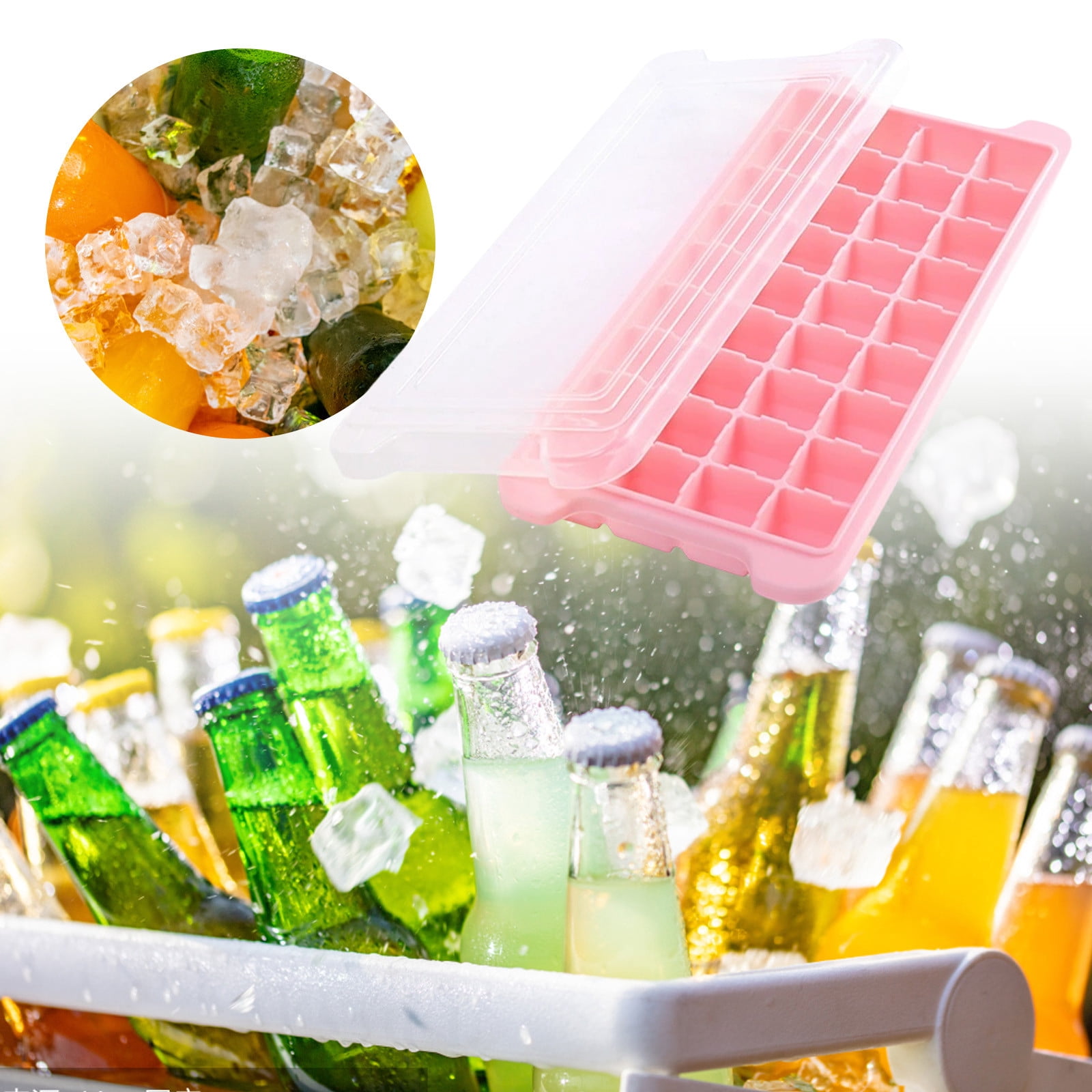 36 Slot Silicone Ice Cube Tray with Cover for Freezer, Easy Release Square Ice Cube Maker for DIY Fruit Cubes, , , Tea, Coffee, 1-4PC