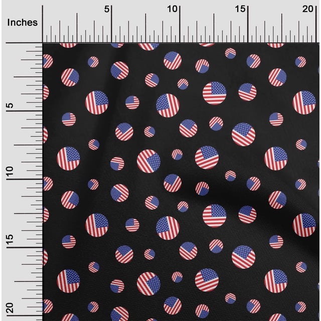 oneOone Polyester Lycra Fabric USA Flag Circles Country Flag Decor Fabric Printed BTY 56 Inch Wide