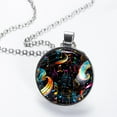 thumbnail image 2 of Note Glass Circular Pendant Necklace - Elegant Round Charm Jewelry for Women, 2 of 5